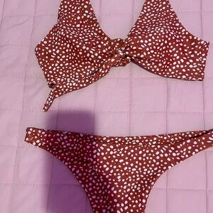 SHEIN Red and White Patterned Bikini